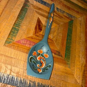 Vintage Folk Art Norwegian Rosemaling Floral Wooden Spoon Wall Decor Wall Art